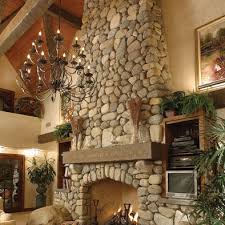 River Rock Fireplace Design