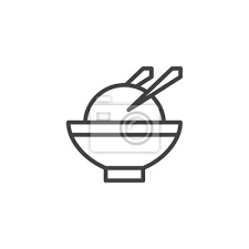 Rice Bowl And Chopsticks Outline Icon