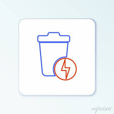 Line Lightning With Trash Can Icon
