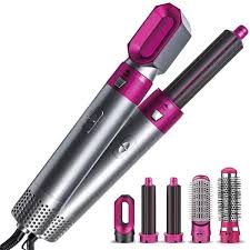 Aoibox 5 In 1 Curling Wand Hair Dryer Set Professional Hair Curling Iron For Multiple Hair Types And Styles Fuchsia Pink