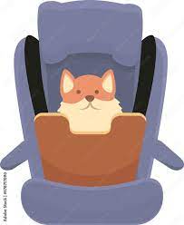 Dog Car Seat Trip Icon Cartoon Vector
