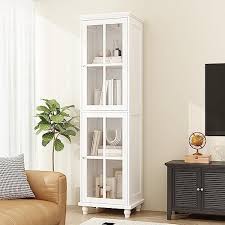 Homsee Slim Bookcase With Glass Doors