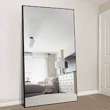 Seafuloy 32 In W X 71 In H Oversized Black Metal Modern Classic Full Length Floor Standing Mirror