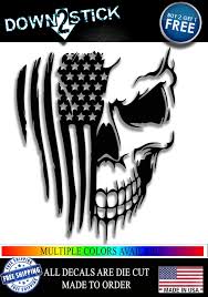Usa Skull Flag Distressed Decal Sticker