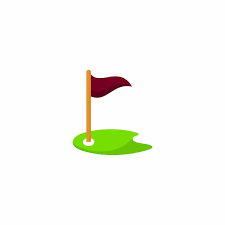 A Golf Course With A Red Flag On It