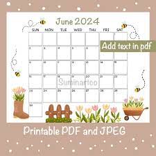 Printable Calendar June 2024 Monthly
