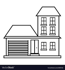 House With Garage Icon Outline Style