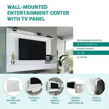 Naomi Home Wall Mounted Modern Entertainment Center With Media Shelves Tv Panel Color White