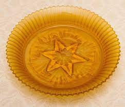 Vintage Sowerby Amber Glass Bowl Cut