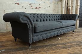 Grey Herringbone Wool Chesterfield Sofa