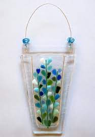 Fused Glass Wall Vase Hanging Pocket