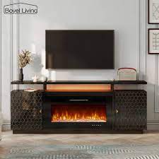 Boyel Living 70 Inch Fireplace Tv Console W 36 Inch Electric Fireplace Modern Media Console Storage Cabinet Fireplace Tv Stand For Tvs Up To 80 Inch