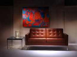 Tan Leather Sofa By Florence Knoll