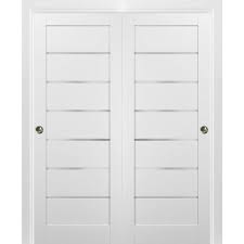 Quadro Frosted Glass Wood Finish Sliding Closet White Doors Sartodoors Size 60 X 84