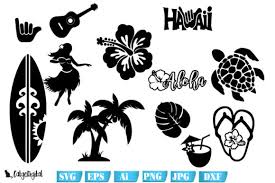 Hawaiian Clipart Aloha Silhouettes Svg