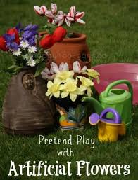 Pretend Play With Artificial Flowers