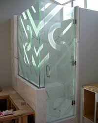Glass Shower Door Enclosure Etched