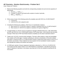 Solution Stoichiometry Problem Set 3