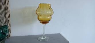Amber Wine Glass With Twisted Stem