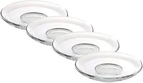 4pcs Glass Saucer Plate Clear Glass