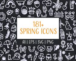 181 Spring Clipart Icons Hand Drawn