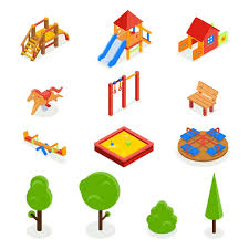 Kids Isometric 3d Playground Icon Set
