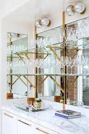 Glass Bar Shelves With Polished Brass