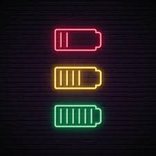 Set Of Battery Neon Icon