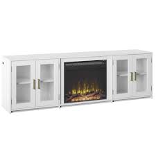 80 In Freestanding Wooden Electric Fireplace Tv Stand In White