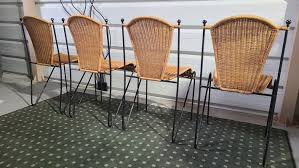 Vintage Rattan And Steel Wire Chairs