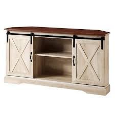 White Oak Wood Corner Tv Stand