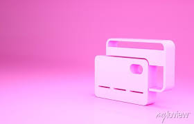 Pink Credit Card Icon Isolated On Pink