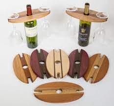 Wood Wine Bottle And Glass Caddy