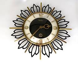 Mid Century Sunburst Wall Clock From