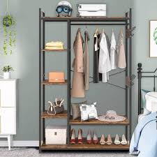 Yofe Rustic Brown Wooden Clothes Rack