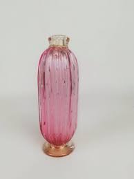 Art Deco Vase In Pink And Gold Murano