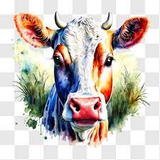 Colorful Cow Face Painting Png