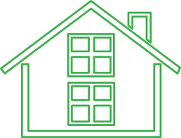 Green House Icon With Windows And Doors