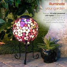 Alpine Solar Mosaic Gazing Ball With Metal Stand