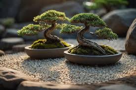 Zen Rock Garden With Bonsai Tree Simple