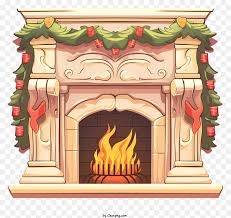 Stone Fireplace With Garlands And