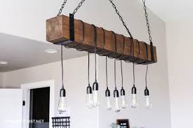 diy farmhouse wood beam chandelier