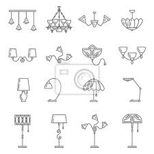 Outline Lamp Icon Set Thin Line Style