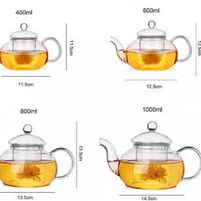 600ml 800ml 1000ml Pyrex Glass Teapot