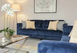 blue sofas in living room decor schemes