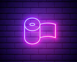 Glowing Neon Toilet Paper Roll Icon