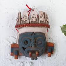 Hand Crafted Wall Mask Of Aztec Deity