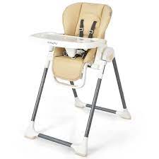 Costway Foldable Beige Baby High Chair