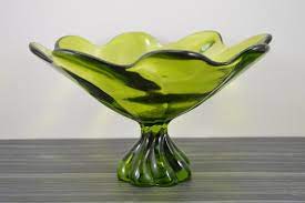 Vintage Mcm Viking Glass Avocado Green