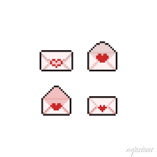 Pixel Art Love Letter Icon Set Posters